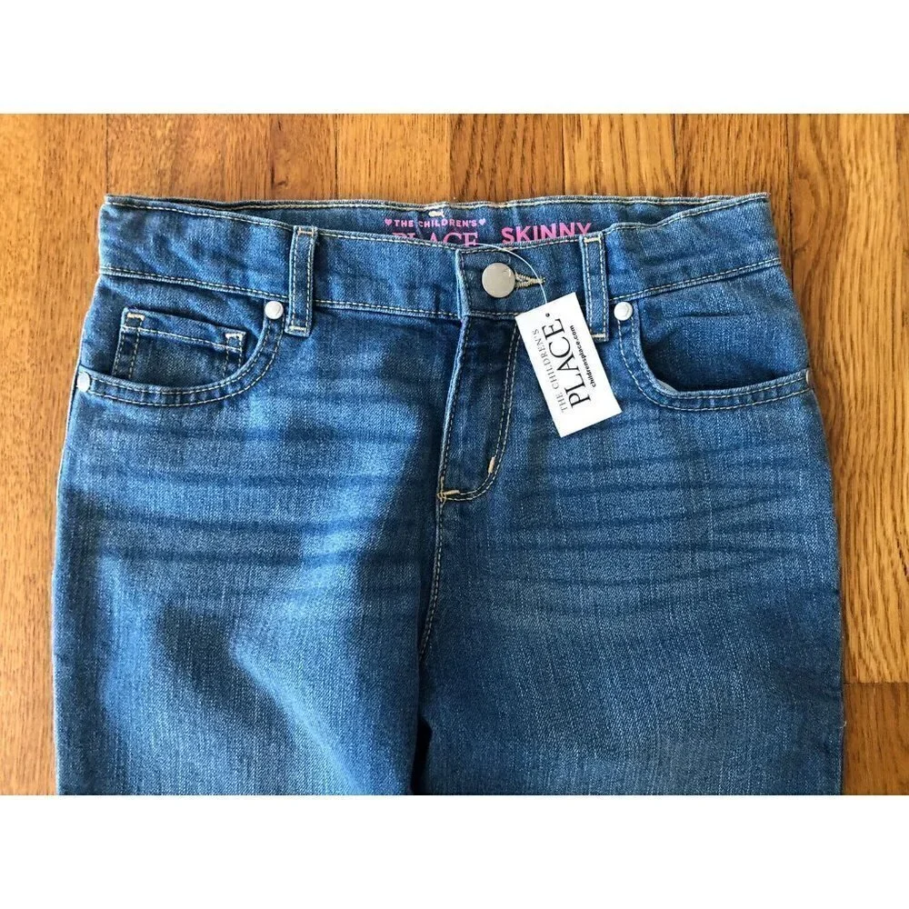 NWT Childrens Place Girls Size 14 Slim Skinny Jeans Light Wash Adjustable Waist